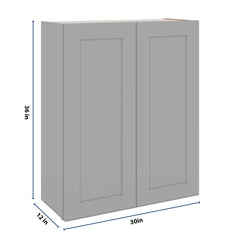 J&K Castle Grey S5 Double Door Wall Cabinet - 30" W x 36" H