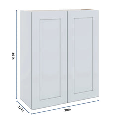 J&K White Shaker S8 Double Door Wall Cabinet - 30" W x 36" H