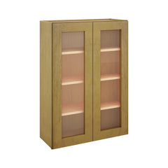 Modernform Cabinet Natural Shaker 30" W X 42" H X 12" D Double Glass Door Wall Cabinet
