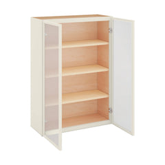 Modernform Cabinet Slim Dove White 30" W X 42" H X 12" D Double Glass Door Wall Cabinet