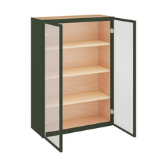 Modernform Cabinet Slim Sage Green 30" W X 42" H X 12" D Double Glass Door Wall Cabinet