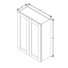 Modernform Cabinet Onyx Black Shaker 30" W X 42" H X 12" D Double Door Wall Cabinet