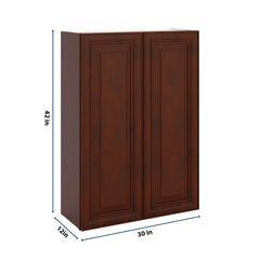 J&K Mahogany J5 Double Door Wall Cabinet - 30" W x 42" H