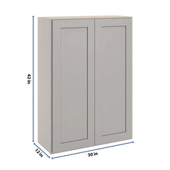 CNC Luxor 5-Piece Misty Grey 30" W X 42" H Double Door Wall Cabinet