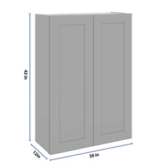J&K Castle Grey S5 Double Door Wall Cabinet - 30" W x 42" H