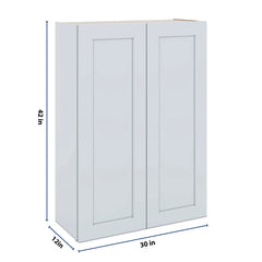 J&K White Shaker S8 Double Door Wall Cabinet - 30" W x 42" H