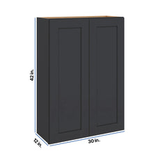 Modernform Cabinet Onyx Black Shaker 30" W X 42" H X 12" D Double Door Wall Cabinet