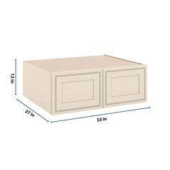 J&K Pearl Glazed H9 Refrigerator Wall Cabinet - 33" W x 12" H x 27" D