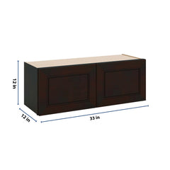 J&K Espresso K8 Double Door Wall Cabinet - 33" W x 12" H