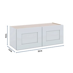 J&K White Shaker S8 Double Door Wall Cabinet - 33" W x 12" H