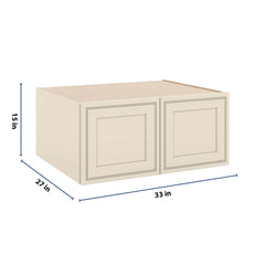 J&K Pearl Glazed H9 Refrigerator Wall Cabinet - 33" W x 15" H x 27" D