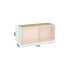 Modernform Cabinet Slim Dove White 33" W X 15" H X 12" D Double Glass Door Wall Cabinet