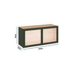 Modernform Cabinet Slim Sage Green 33" W X 15" H X 12" D Double Glass Door Wall Cabinet