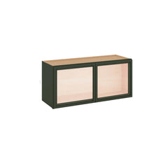 Modernform Cabinet Slim Sage Green 33" W X 15" H X 12" D Double Glass Door Wall Cabinet