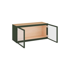 Modernform Cabinet Slim Sage Green 33" W X 15" H X 12" D Double Glass Door Wall Cabinet