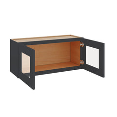 Modernform Cabinet Onyx Black Shaker 33" W X 15" H X 12" D Double Glass Door Wall Cabinet