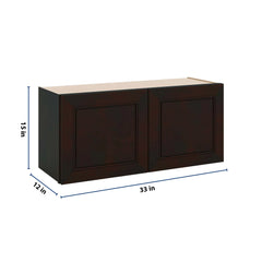 J&K Espresso K8 Double Door Wall Cabinet - 33" W x 15" H