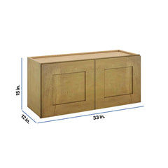 Modernform Cabinet Natural Shaker 33" W X 15" H X 12" D Double Door Wall Cabinet