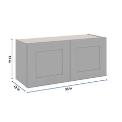J&K Castle Grey S5 Double Door Wall Cabinet - 33" W x 15" H