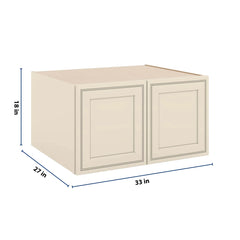 J&K Pearl Glazed H9 Refrigerator Wall Cabinet - 33" W x 18" H x 27" D