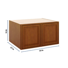 J&K Mocha Glazed K10 Refrigerator Wall Cabinet - 33" W x 18" H x 27" D