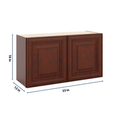 J&K Mahogany J5 Double Door Wall Cabinet - 33" W x 18" H