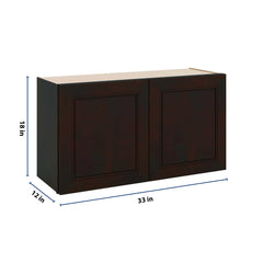 J&K Espresso K8 Double Door Wall Cabinet - 33" W x 18" H
