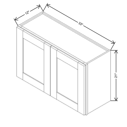 Modernform Cabinet Onyx Black Shaker 33" W X 21" H X 12" D Double Door Wall Cabinet