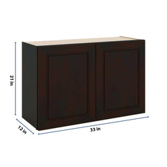 J&K Espresso K8 Double Door Wall Cabinet - 33" W x 21" H