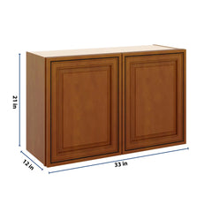 J&K Mocha Glazed K10 Double Door Wall Cabinet - 33" W x 21" H