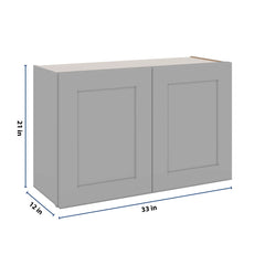 J&K Castle Grey S5 Double Door Wall Cabinet - 33" W x 21" H