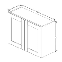 J&K Pearl Glazed H9 Double Door Wall Cabinet - 33" W x 24" H