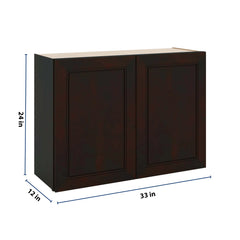 J&K Espresso K8 Double Door Wall Cabinet - 33" W x 24" H