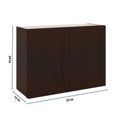 J&K Java Coffee S1 Double Door Wall Cabinet - 33" W x 24" H