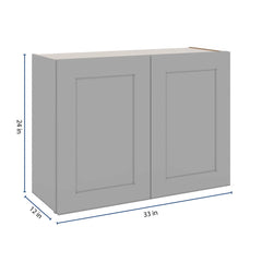 J&K Castle Grey S5 Double Door Wall Cabinet - 33" W x 24" H