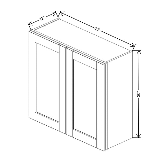 J&K Creme Glazed A7 Double Door Wall Cabinet - 33" W x 30" H