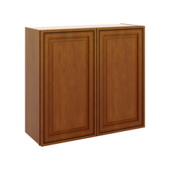 J&K Mocha Glazed K10 Double Door Wall Cabinet - 33" W x 30" H