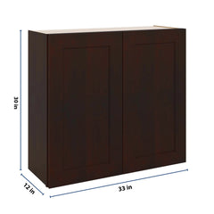 J&K Java Coffee S1 Double Door Wall Cabinet - 33" W x 30" H