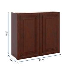 J&K Mahogany J5 Double Door Wall Cabinet - 33" W x 30" H