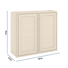J&K Pearl Glazed H9 Double Door Wall Cabinet - 33" W x 30" H