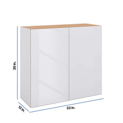 Modernform Cabinet Gloss White 33" W X 30" H X 12" D Double Door Wall Cabinet