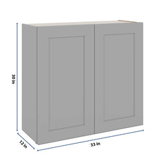 J&K Castle Grey S5 Double Door Wall Cabinet - 33" W x 30" H