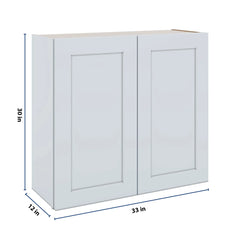 J&K White Shaker S8 Double Door Wall Cabinet - 33" W x 30" H