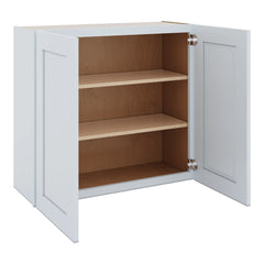 J&K White Shaker S8 Double Door Wall Cabinet - 33" W x 30" H