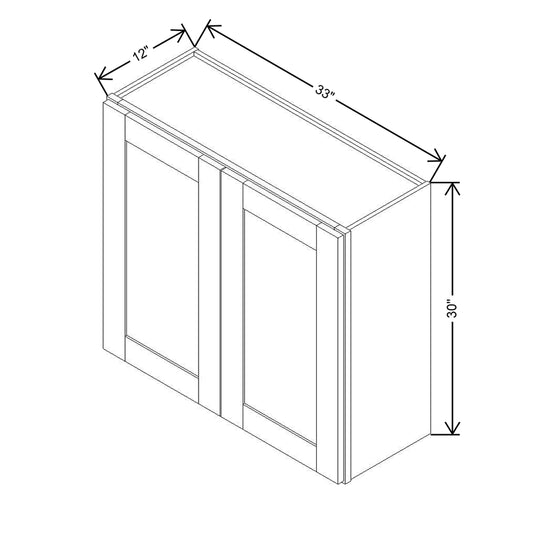 Modernform Cabinet Onyx Black Shaker 33" W X 30" H X 12" D Double Door Wall Cabinet