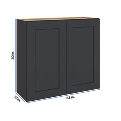 Modernform Cabinet Onyx Black Shaker 33" W X 30" H X 12" D Double Door Wall Cabinet