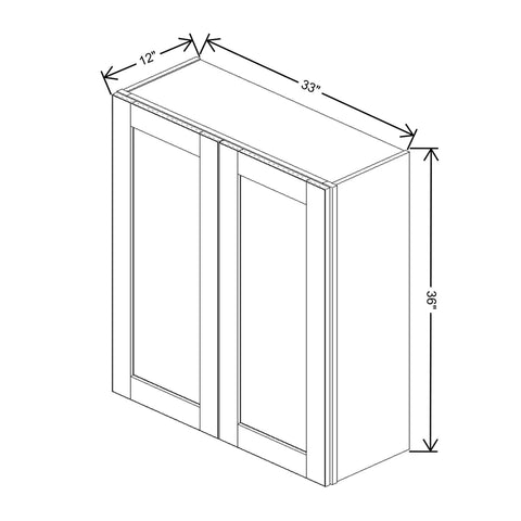 J&K Creme Glazed A7 Double Door Wall Cabinet - 33" W x 36" H