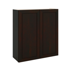 J&K Espresso K8 Double Door Wall Cabinet - 33" W x 36" H