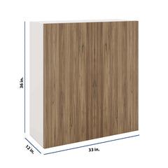 Modernform Cabinet Walnut 33" W X 36" H X 12" D Double Door Wall Cabinet