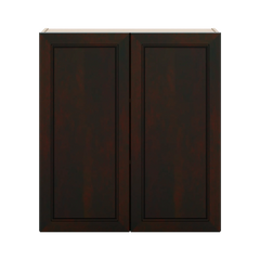 J&K Espresso K8 Double Door Wall Cabinet - 33" W x 36" H